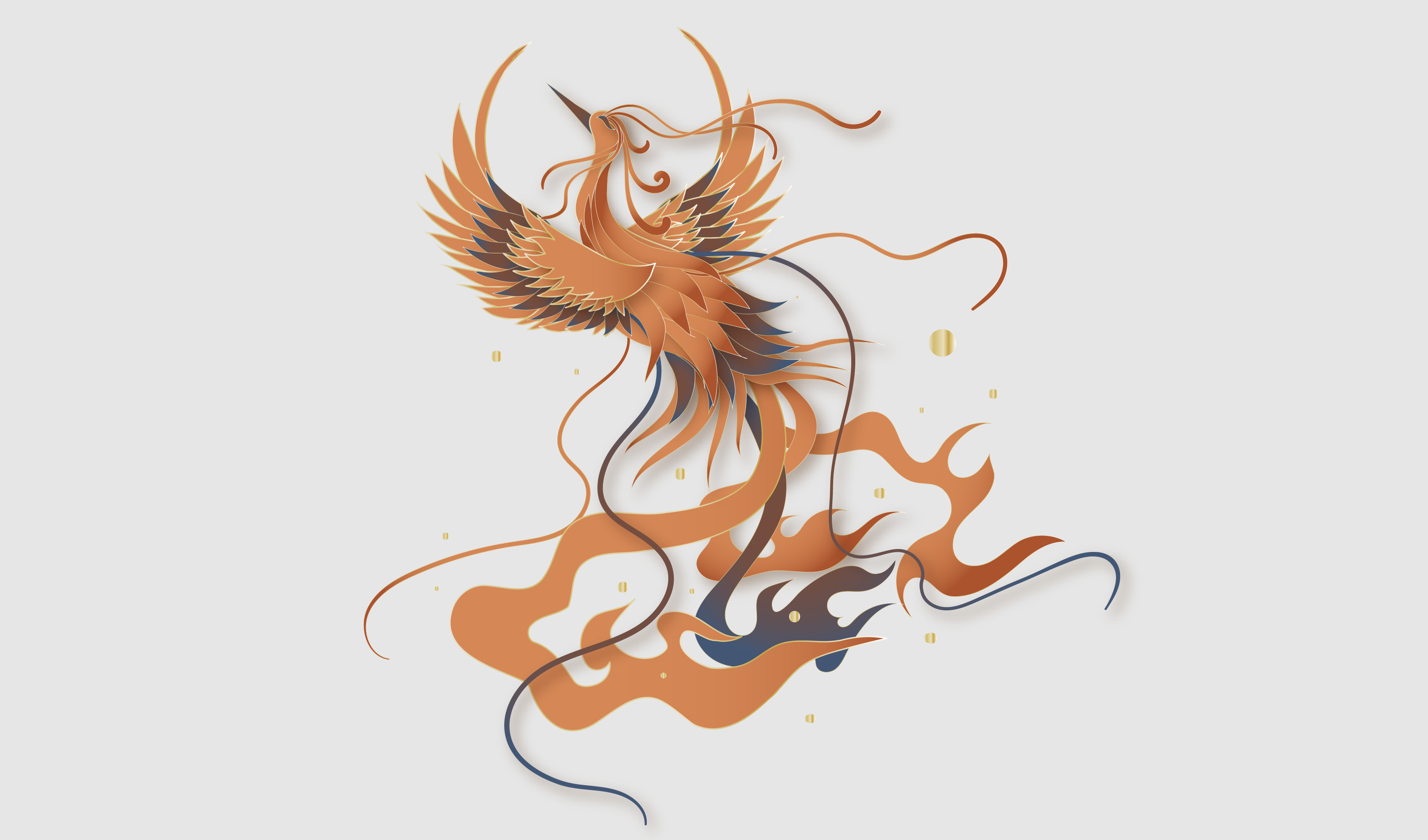 彩色凤凰 国潮插画 矢量图